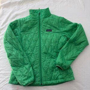 Women's Green Patagonia Nano Puff Diamond Quilted Jacket Sz Medium Full-Zip